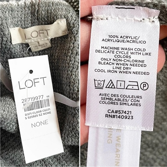 LOFT Plaid Fringe Wrap Gray/White - Picture 7 of 7